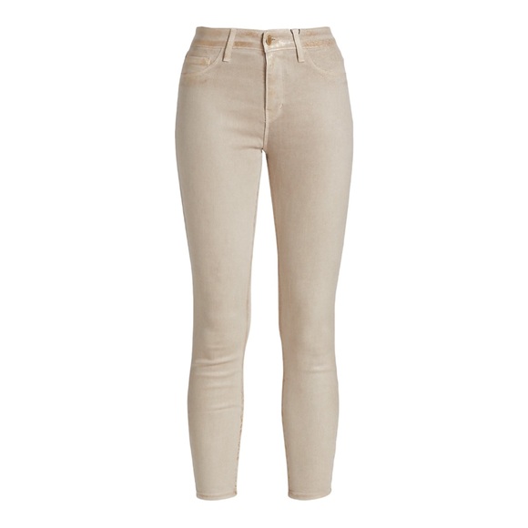 L’Agence Gold Glitter Margot Skinny High Rise Coated Jeans - Picture 4 of 6